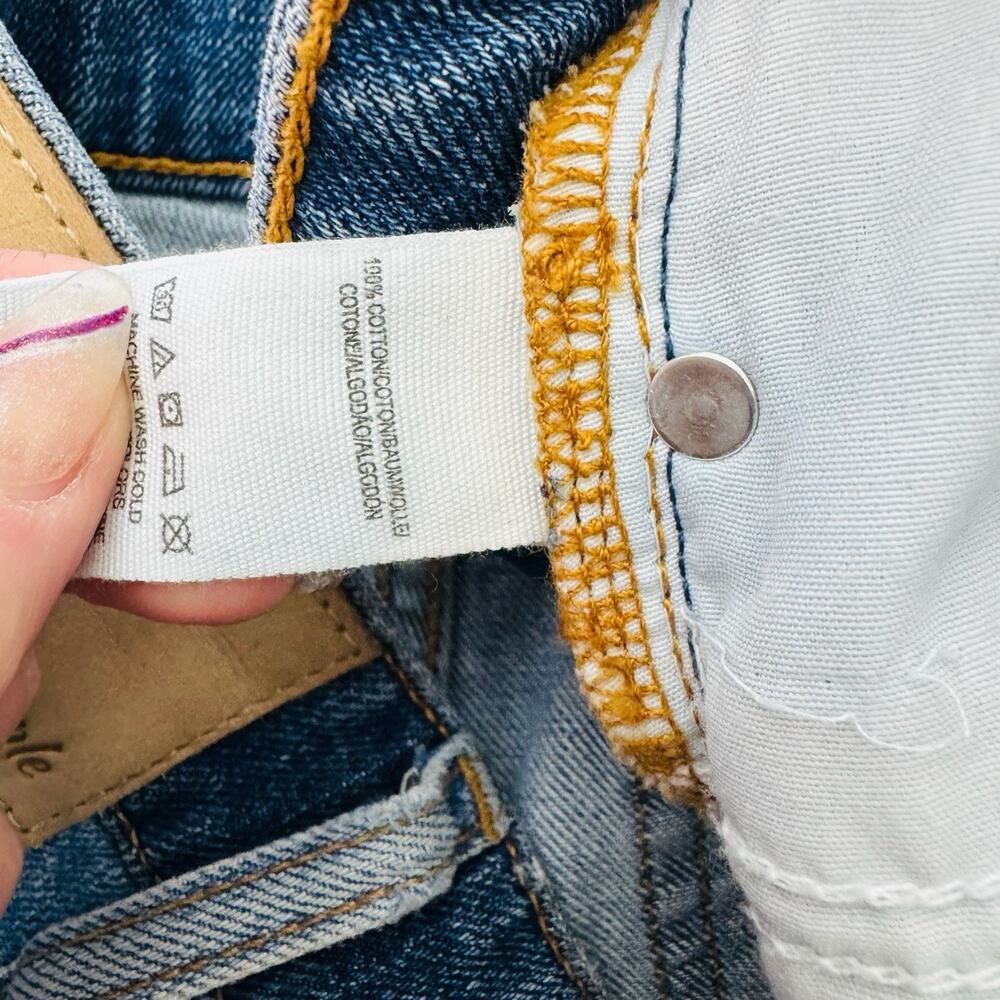 Free People Patchwork Distressed Straight Leg Jea… - image 8